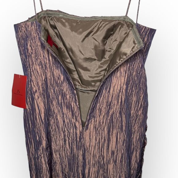 JS Collections Iridescent Mauve Spaghetti Strap Layered Cocktail Dress Sz 12 HTF - Picture 10 of 15